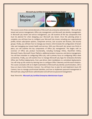 Microsoft 365 Certified Enterprise Administrator Expert