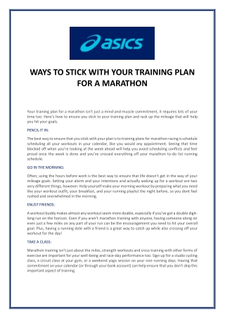 WAYS TO STICK WITH YOUR TRAINING PLAN FOR A MARATHON