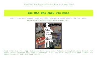 (Download) The Man Who Knew Too Much in format E-PUB