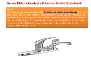 Give your Kitchen a Boom Look with American Standard Kitchen Faucets