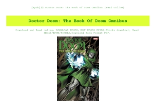 [Epub]$$ Doctor Doom The Book Of Doom Omnibus {read online}