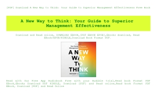 [PDF] Download A New Way to Think Your Guide to Superior Management Effectiveness Free Book