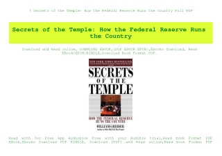 (B.O.O.K.$ Secrets of the Temple How the Federal Reserve Runs the Country Full PDF
