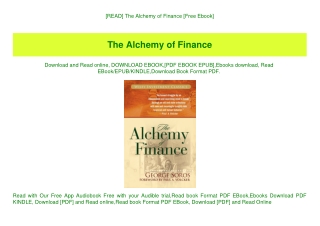 [READ] The Alchemy of Finance [Free Ebook]