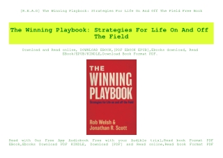 [R.E.A.D] The Winning Playbook Strategies For Life On And Off The Field Free Book
