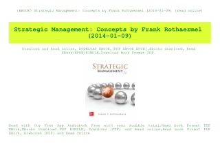 {EBOOK} Strategic Management Concepts by Frank Rothaermel (2014-01-09) {read online}