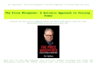 Pdf [download]^^ The Price Whisperer A Holistic Approach to Pricing Power Full Book