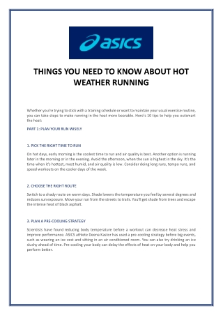 THINGS YOU NEED TO KNOW ABOUT HOT WEATHER RUNNING