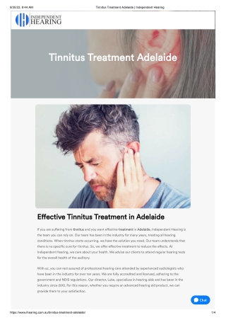 Tinnitus Treatment Adelaide