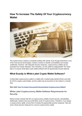 How To Increase The Safety Of Your Cryptocurrency Wallet