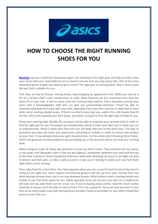 HOW TO CHOOSE THE RIGHT RUNNING SHOES FOR YOU