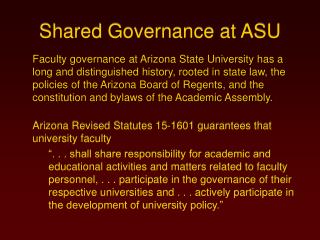 Shared Governance at ASU