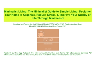(READ-PDF!) Minimalist Living The Minimalist Guide to Simple Living Declutter Your Home to Organize  Reduce Stress  & Im