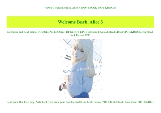 EPUB$ Welcome Back  Alice 3 {PDF EBOOK EPUB KINDLE}