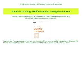 [Pdf]$$ Mindful Listening HBR Emotional Intelligence Series pdf free
