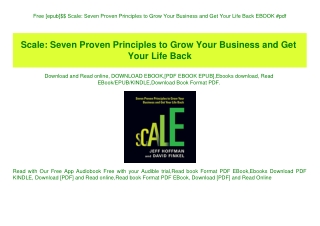 Free [epub]$$ Scale Seven Proven Principles to Grow Your Business and Get Your Life Back EBOOK #pdf