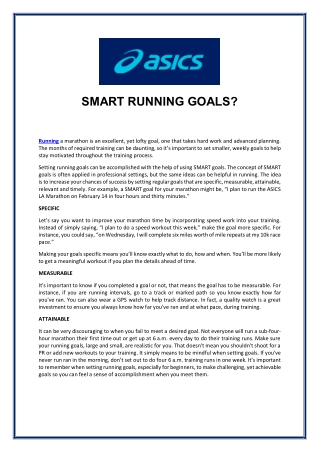 SMART RUNNING GOALS