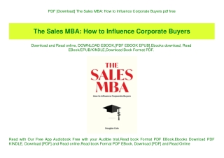 PDF [Download] The Sales MBA How to Influence Corporate Buyers pdf free
