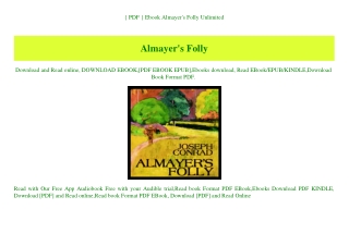 { PDF } Ebook Almayer's Folly Unlimited