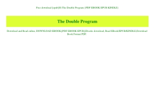 Free download [epub]$$ The Double Program {PDF EBOOK EPUB KINDLE}
