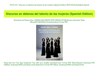 #^R.E.A.D.^ Discurso en defensa del talento de las mujeres (Spanish Edition) [PDF EPuB AudioBook Ebook]