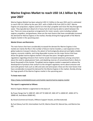 Marine Engines Market