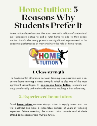 Home tuition 5 Reasons Why Students Prefer It