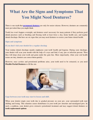 What Are the Signs and SWhat Are the Signs aymptoms That You Might Need Dentures