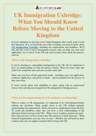 UK Immigration Lawyer Uxbridge - aschfordslaw