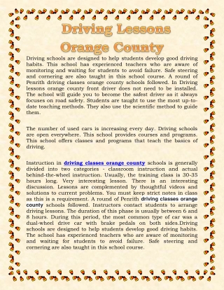 Driving Lessons Orange County