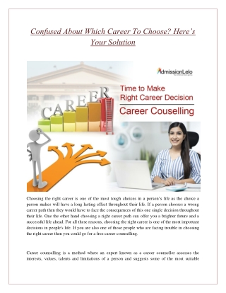 Confused About Which Career To Choose? Here’s Your Solution