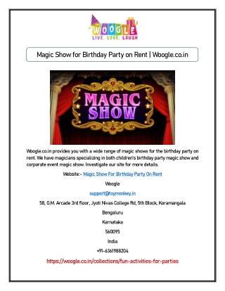 Magic Show for Birthday Party on Rent | Woogle.co.in