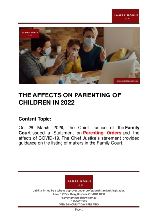 THE AFFECTS ON PARENTING OF CHILDREN IN 2022