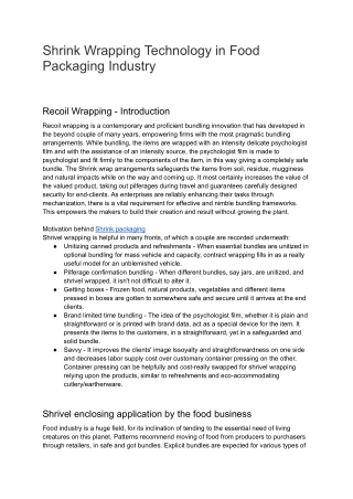 Shrink Wrapping Technology in Food Packaging Industry