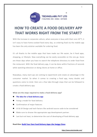 HOW TO CREATE A FOOD DELIVERY APP THAT WORKS RIGHT FROM THE START