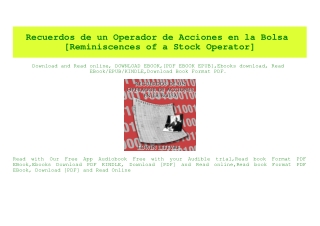 (READ)^ Recuerdos de un Operador de Acciones en la Bolsa [Reminiscences of a Stock Operator] [PDF EBOOK EPUB KINDLE]
