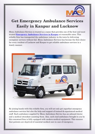 Best Ambulance Services in Kanpur