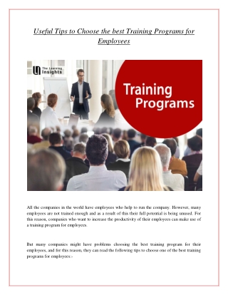 Useful Tips to Choose the best Training Programs for Employees