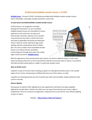 Prefabricated foldable wooden houses | A-FOLD
