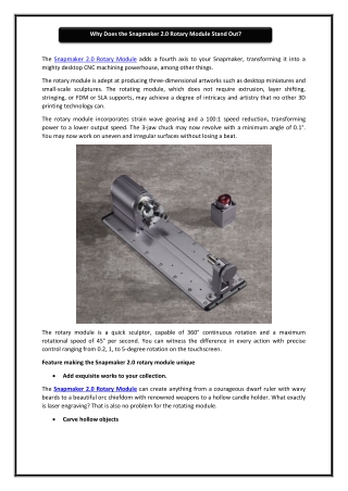 Why Does the Snapmaker 2.0 Rotary Module Stand Out?