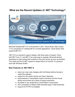 Latest Updates of Dot NET Technology | XcelTec