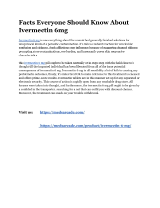 Facts Everyone Should Know About Ivermectin 6mg