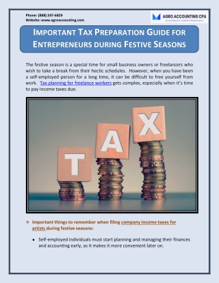 IMPORTANT TAX PREPARATION GUIDE FOR ENTREPRENEURS DURING FESTIVE SEASONS