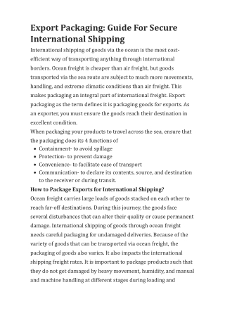 Export Packaging: Guide For Secure International Shipping