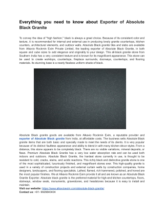 Everything you need to know about Exporter of Absolute Black Granite