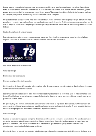 Puede un cerrajero hacer una llave nueva sin tener una muestra?