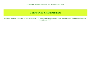 DOWNLOAD FREE Confessions of a Divemaster Full Book