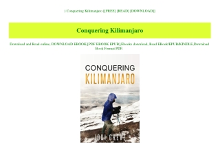 ^READ) Conquering Kilimanjaro [[FREE] [READ] [DOWNLOAD]]