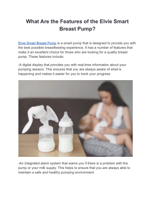 What Are the Features of the Elvie Smart Breast Pump?