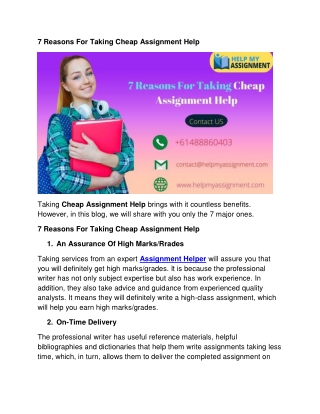 7 Reasons For Taking Cheap Assignment Help